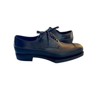 Prada NWB Black Spazzolato Square Toe Derby Oxfords
